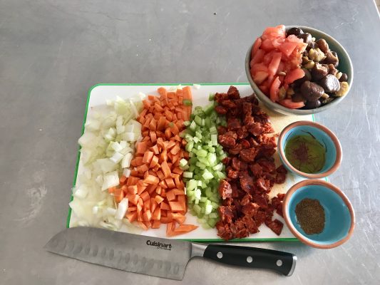 All the ingredients for the soup