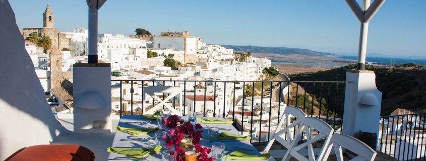 vejer de la frontera, morocco from spain, dining table on terrace
