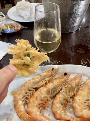 Langoustines and Tortallitas de Camaronnes in Sanlucar de Barrameda