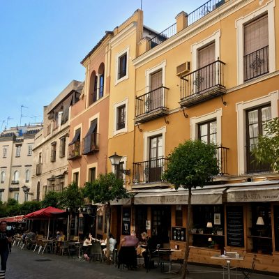 Seville street scene, cafes and restaurants