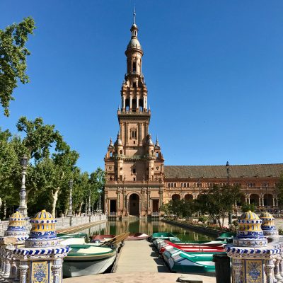 boats at The magnificent Plaza España in Seville