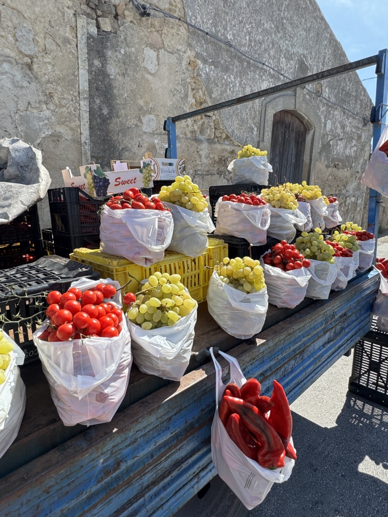 Sicilian tomatoes, grapes and peppers Sicilian tomatoes, grapes and peppers