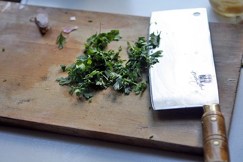 chopping parsley