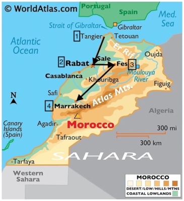 Map of Morocco Culinary Tour with Annie B
