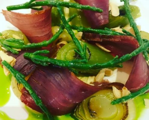 mojama tuna salad leeks samphire