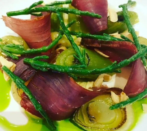 mojama tuna salad leeks samphire